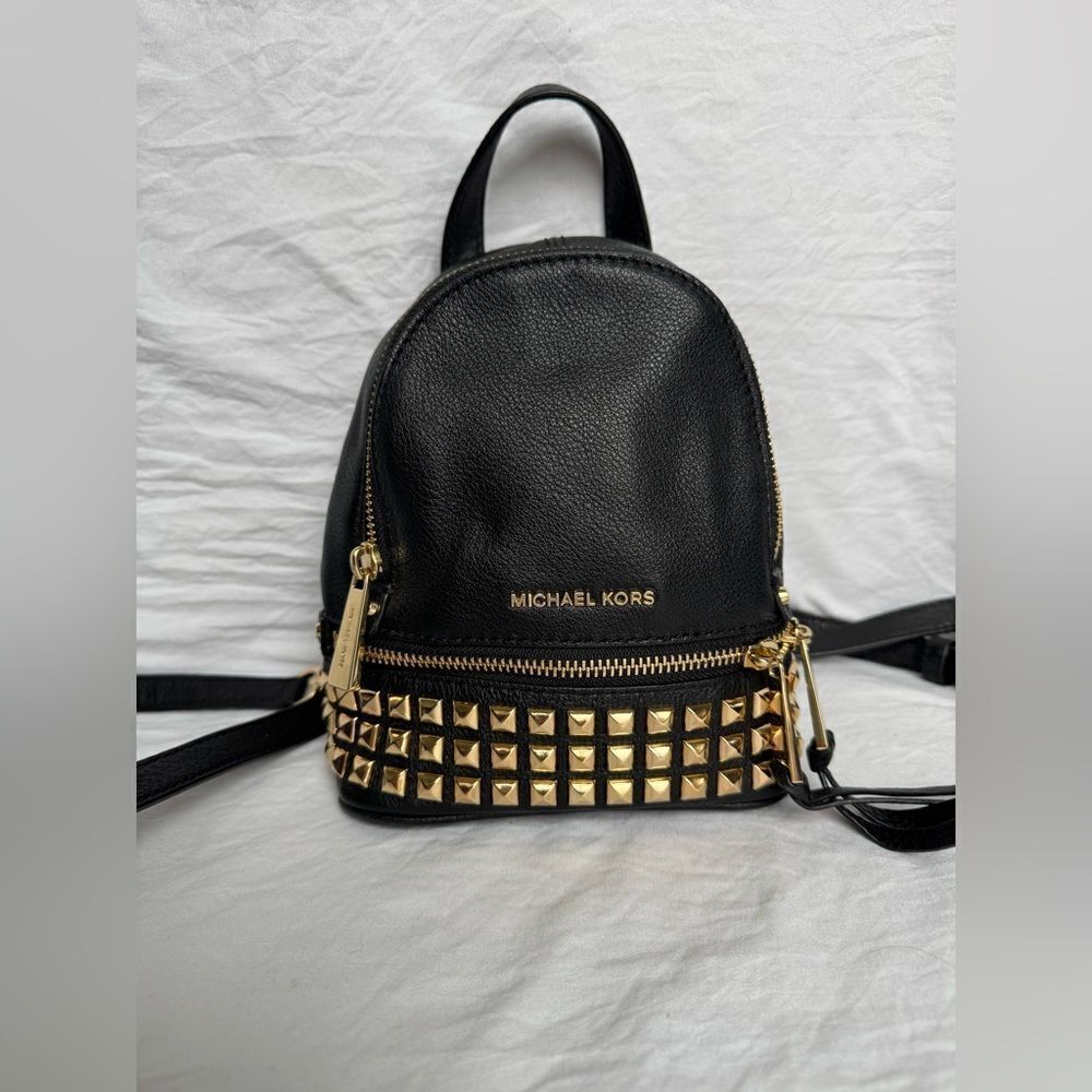 Michael Kors Mini Rhea Black Studded Backpack